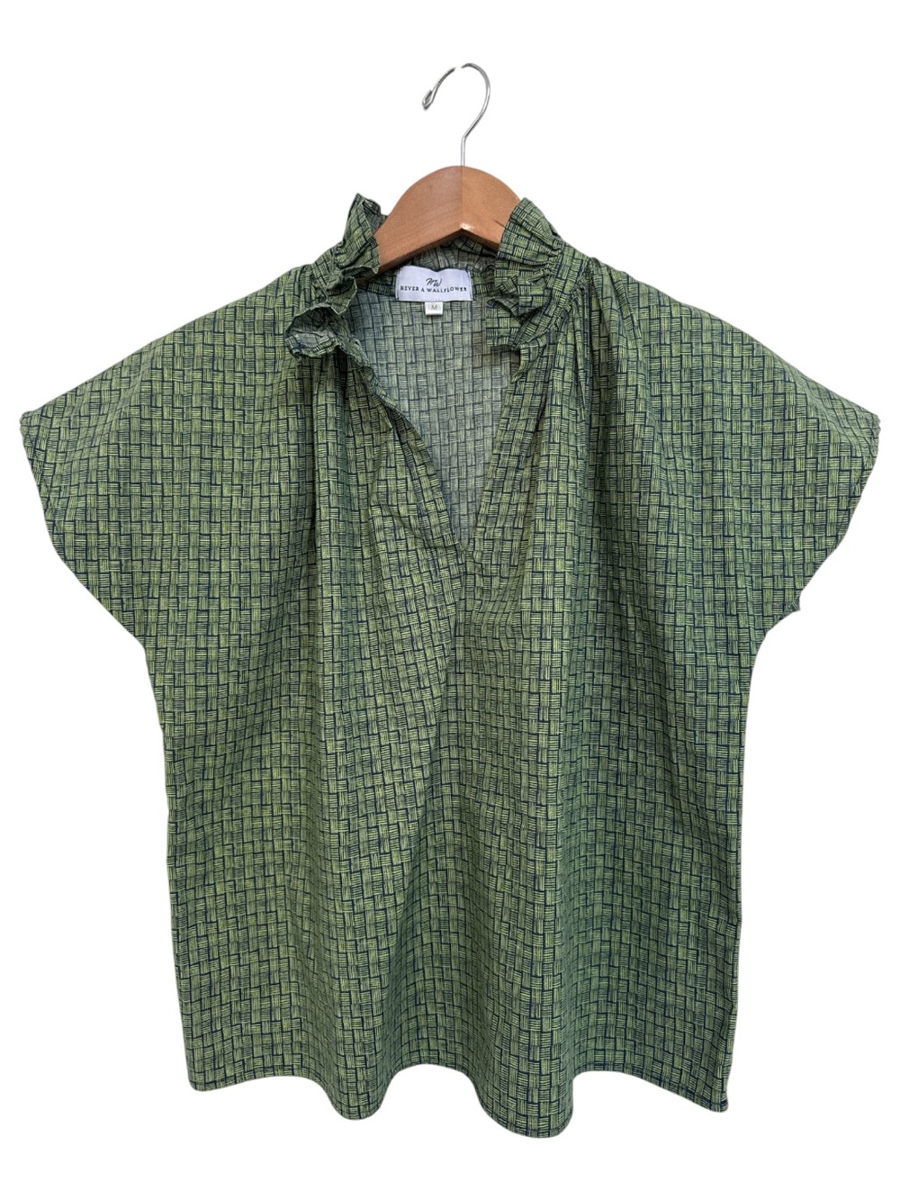 Never a Wallflower V-Neck Ruffle Short Sleeve Blouse